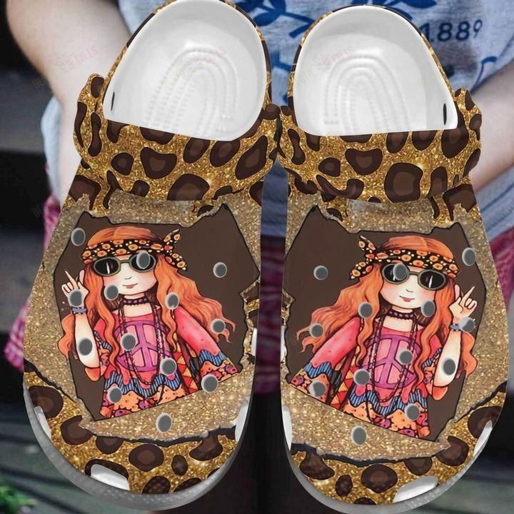 Hippie White Sole Hippie Girl Crocs Classic Clogs Shoes