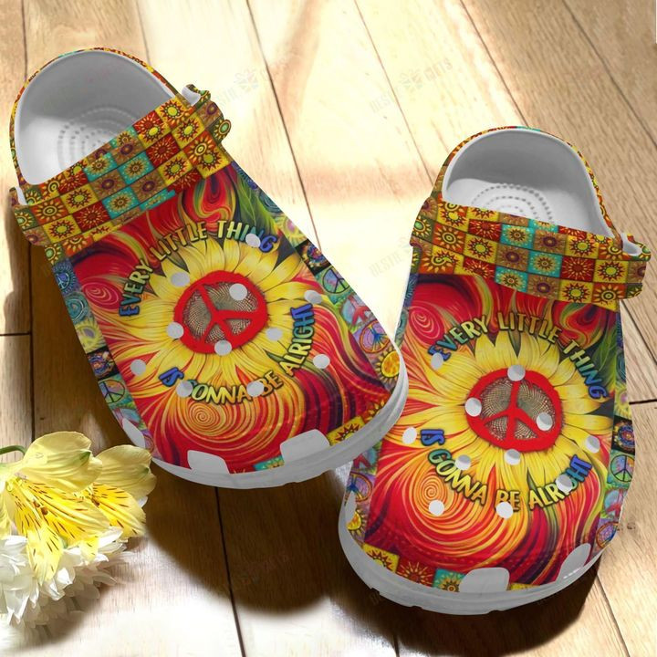 Hippie Whites Sole Hippie Quote Crocs Classic Clogs Shoes