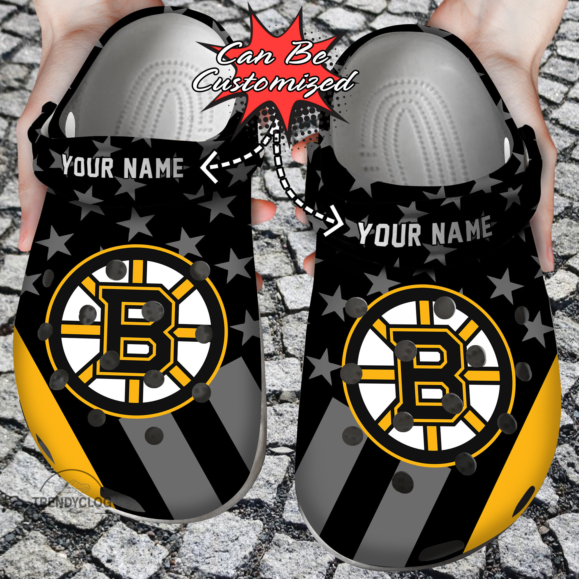 Hockey Crocs Personalized BBruins Star Flag Clog Shoes