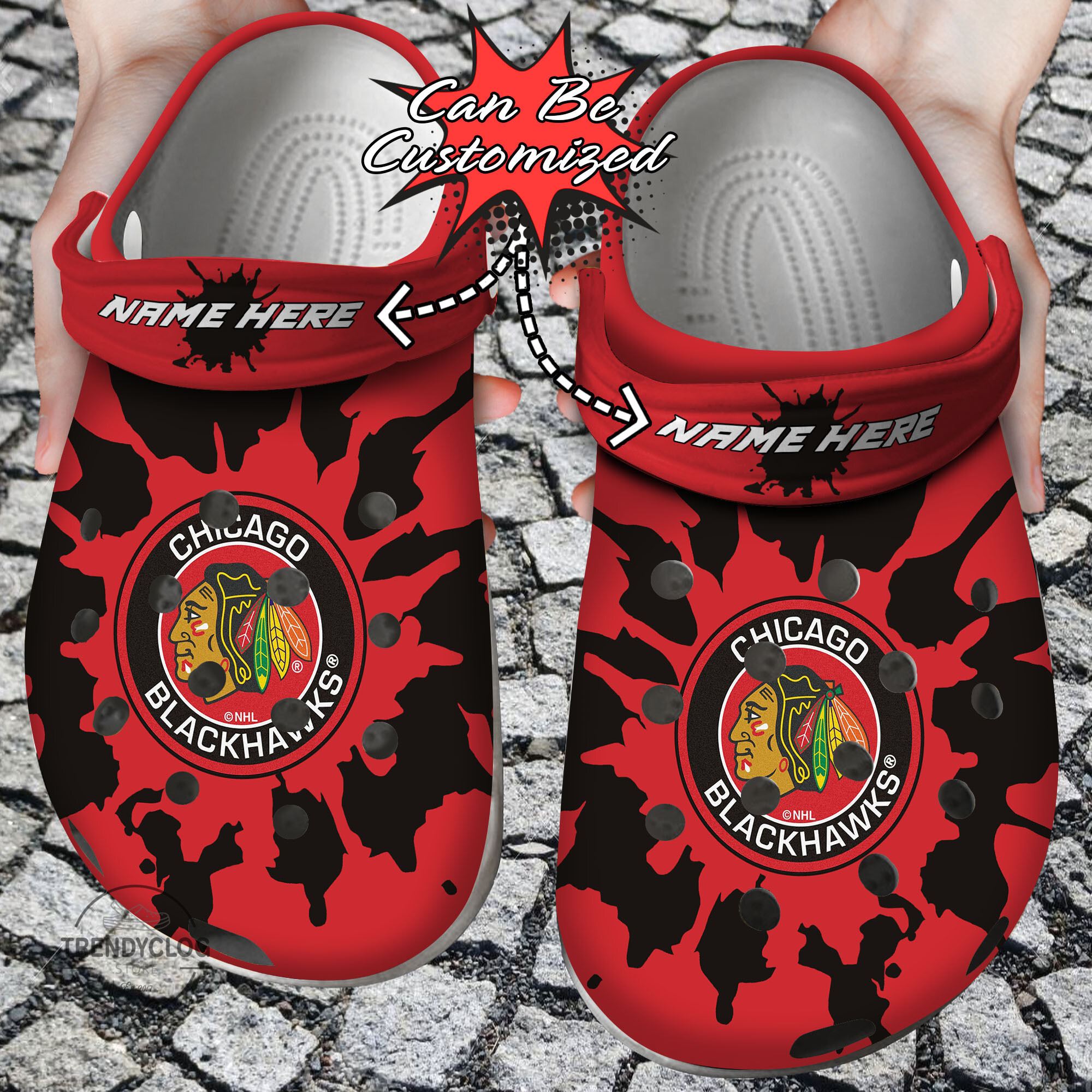 Hockey Crocs Personalized CBlackhawks Color Splash Clog Shoes