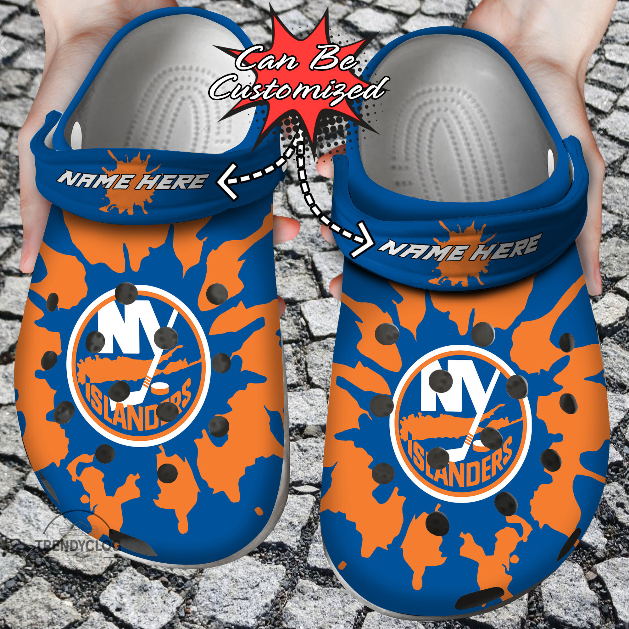 Hockey Crocs Personalized NY Islanders Color Splash Clog Shoes