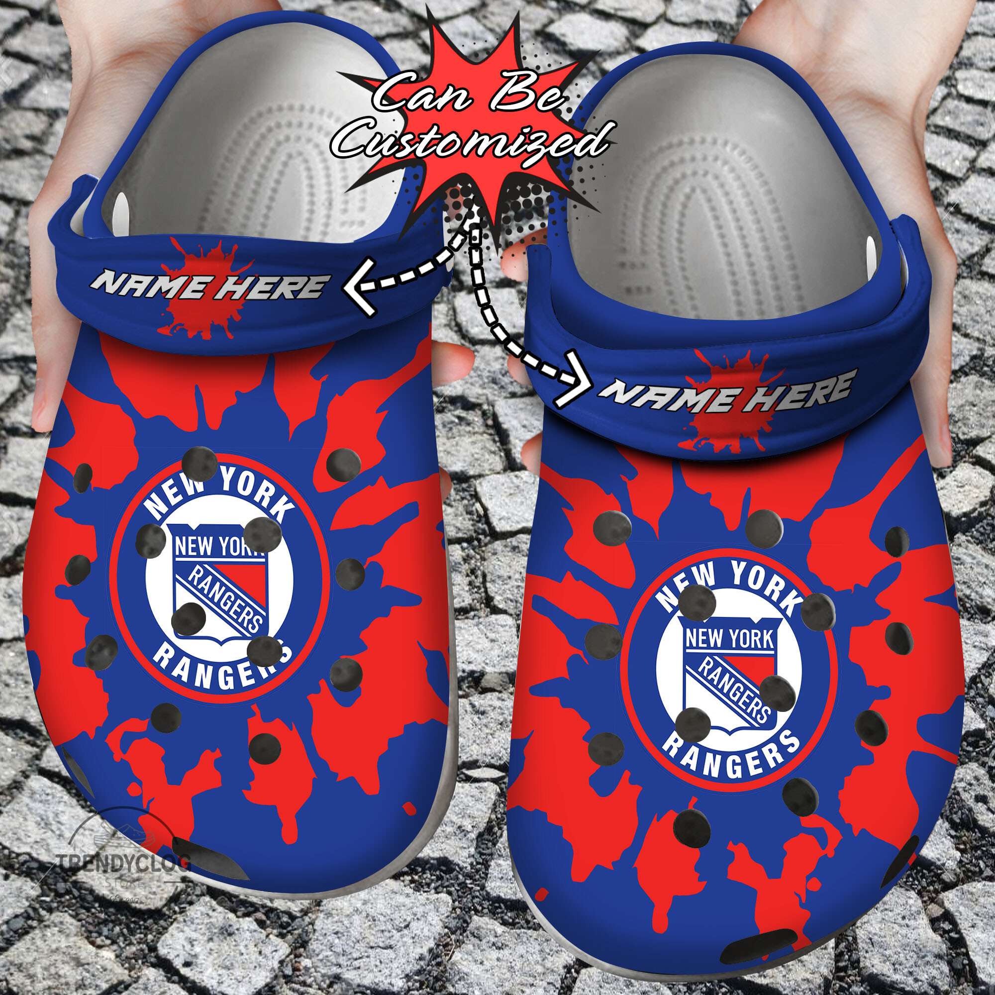 Hockey Crocs Personalized NY Rangers Color Splash Clog Shoes