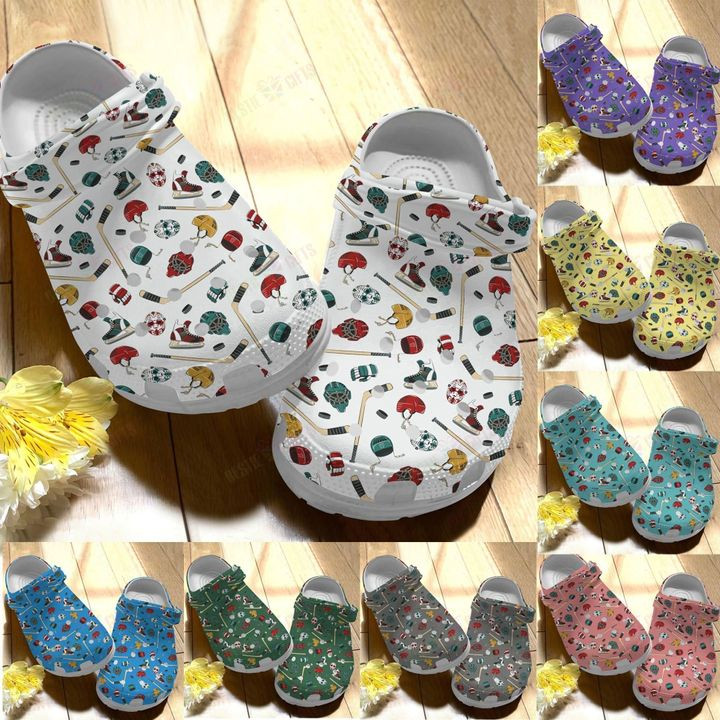 Hockey Pattern Color Series Crocs Classic Clogs Shoes