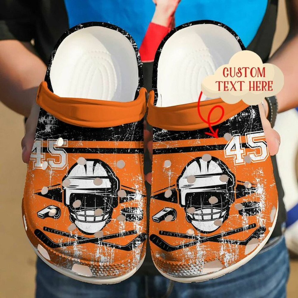 Hockey Personalized Helmet 102 Gift For Lover Rubber Crocs Clog Shoes Comfy Footwear