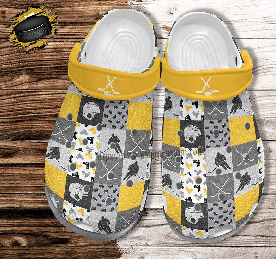 Hockey Player Croc Shoes Gift Birthday Son- Hockey Sticker Shoes Croc Clogs