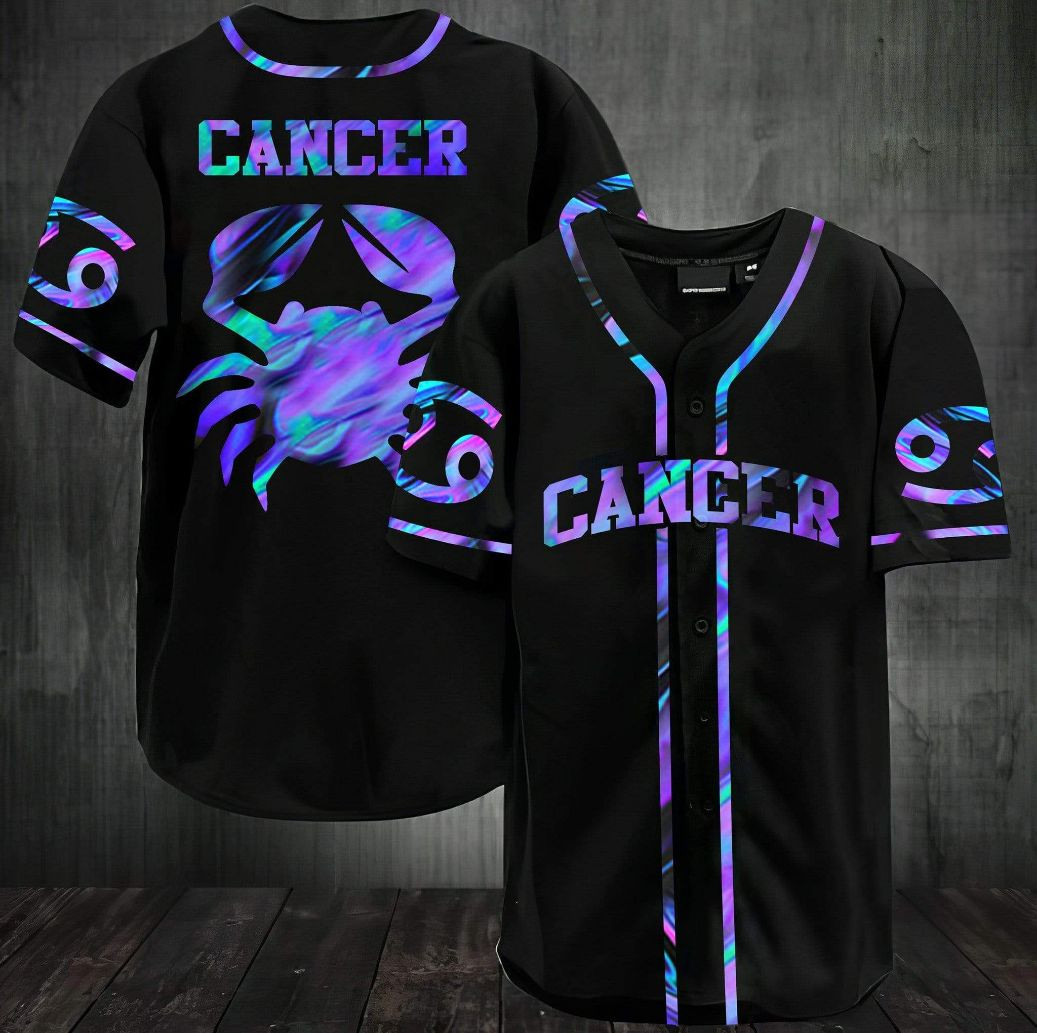 Hologram Cancer Zodiac Black Blue Personalized 3d Baseball Jersey
