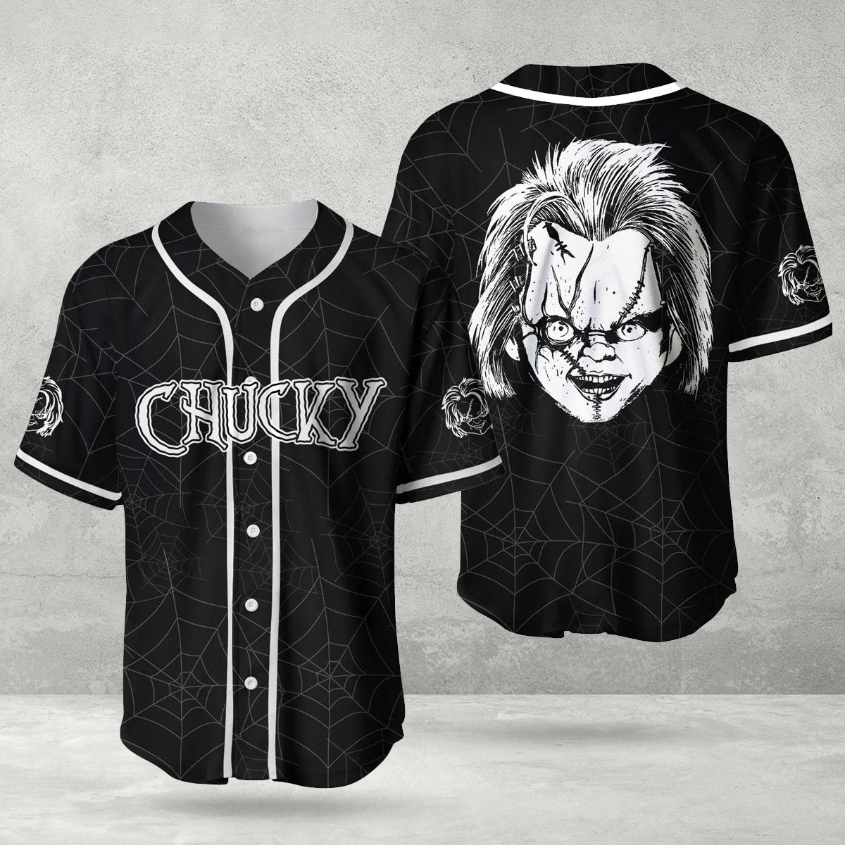 Horror Chucky Inspired Face Spider Baseball Jersey