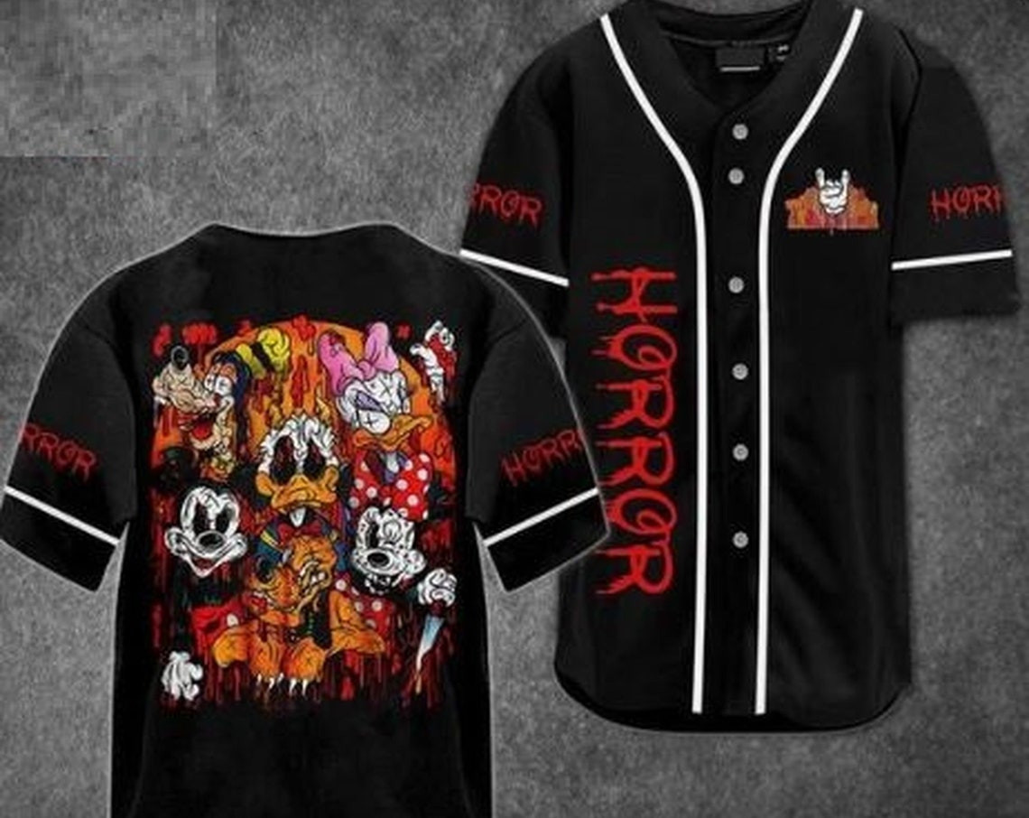 Horror Disney Characters Baseball Jersey Shirt Mickey Horror Shirt Horror Movie Shirt Disney Halloween Shirt Halloween Gift