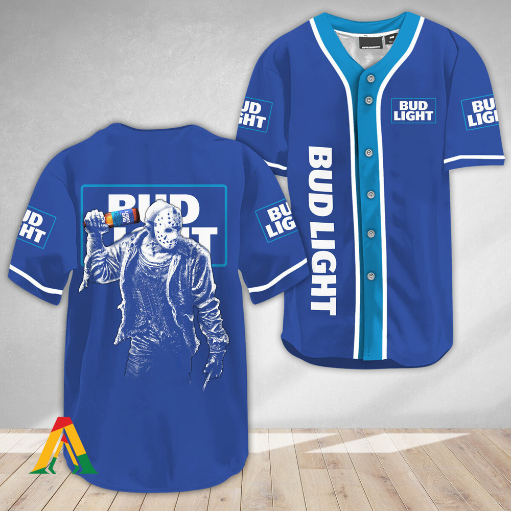 Horror Jason Voorhees Bud Light Baseball Jersey Unisex Jersey Shirt for Men Women