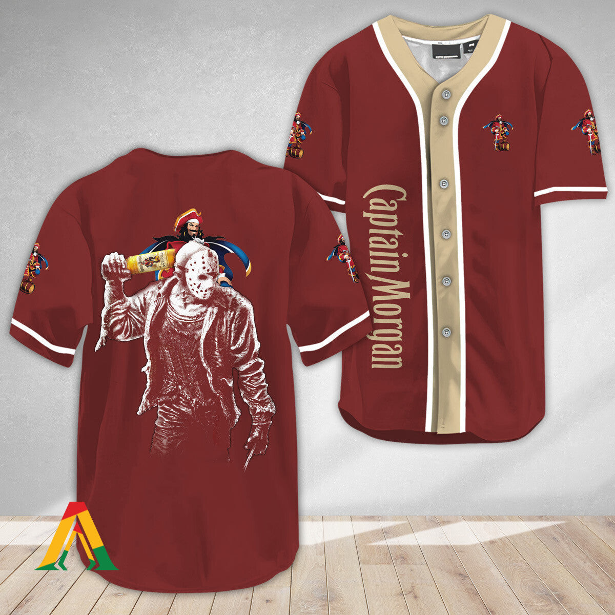 Horror Jason Voorhees Captain Morgan Baseball Jersey, Unisex Jersey Shirt for Men Women