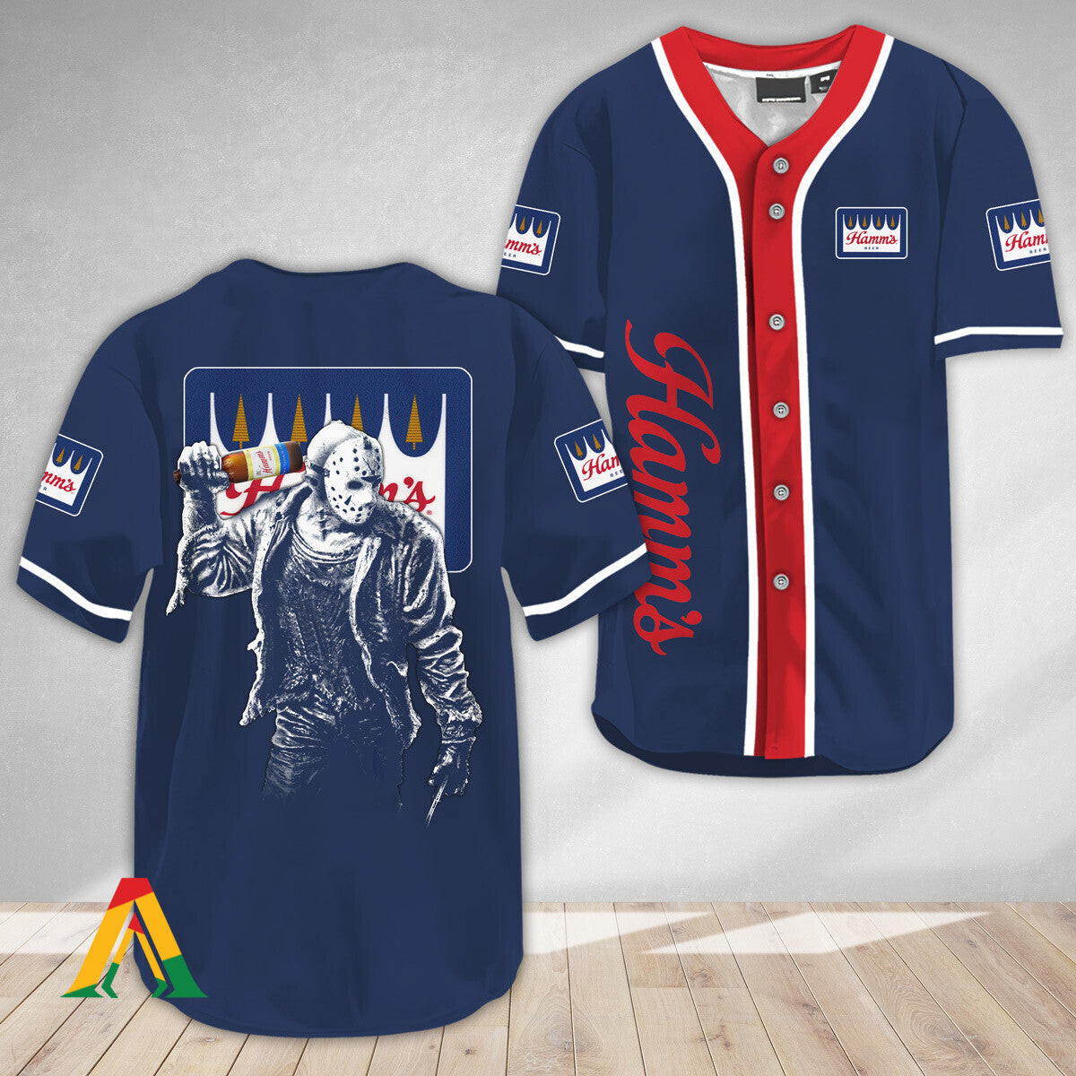 Horror Jason Voorhees Hamms Beer Baseball Jersey