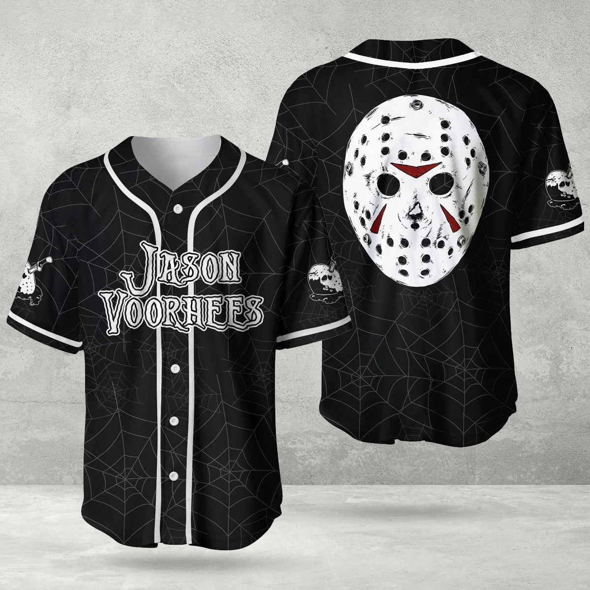 Horror Jason Voorhees Inspired Face Spider Baseball Jersey