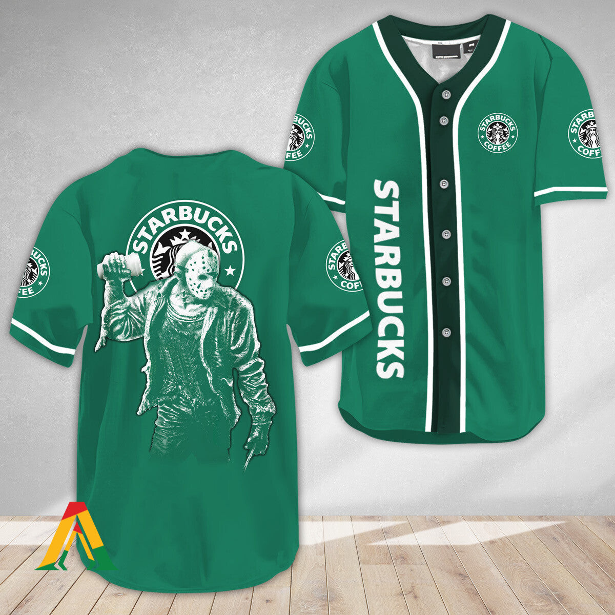 Horror Jason Voorhees Starbucks Baseball Jersey, Unisex Jersey Shirt for Men Women
