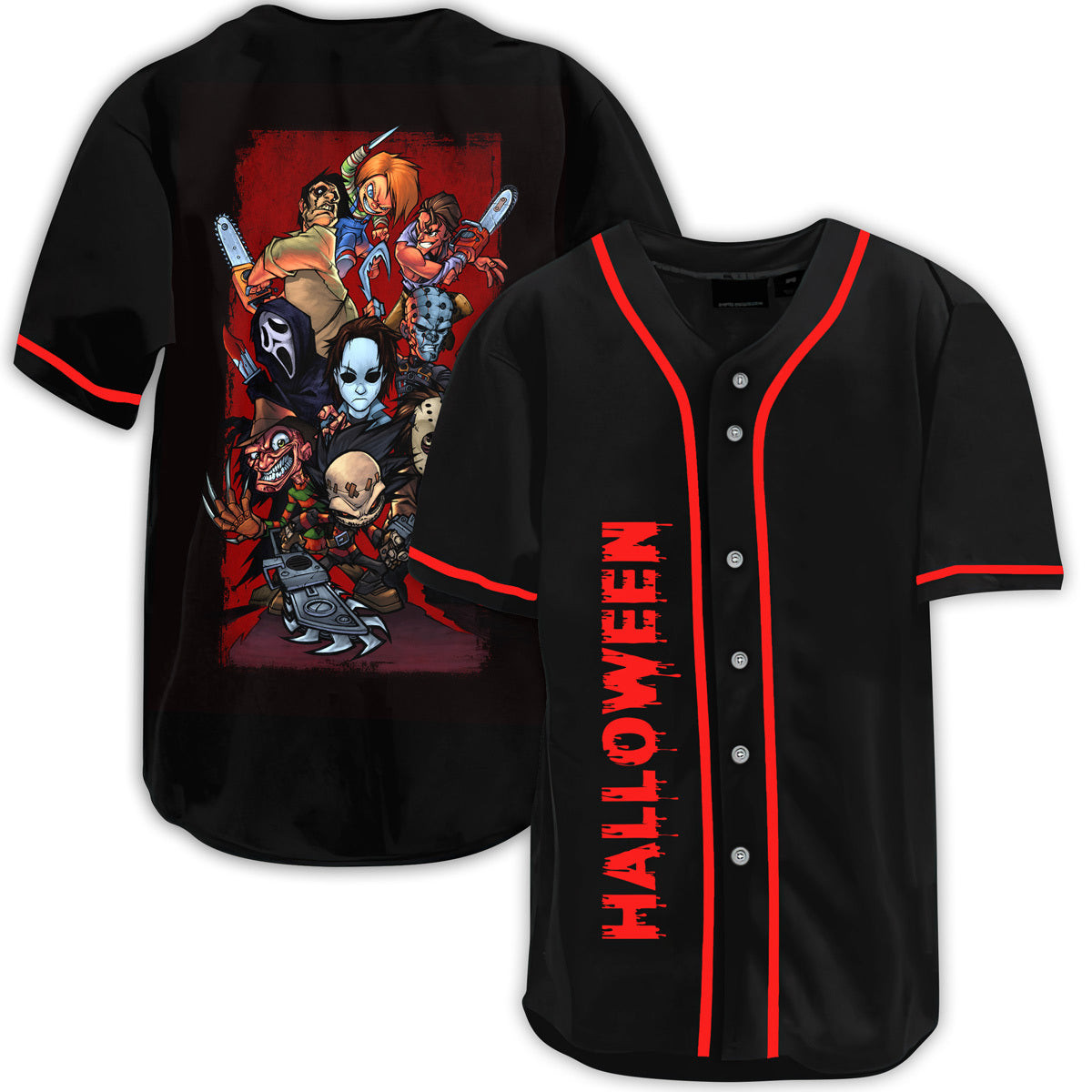 Horror Movie Friends Character Jersey Shirt, Unisex Baseball Jersey for Men Women