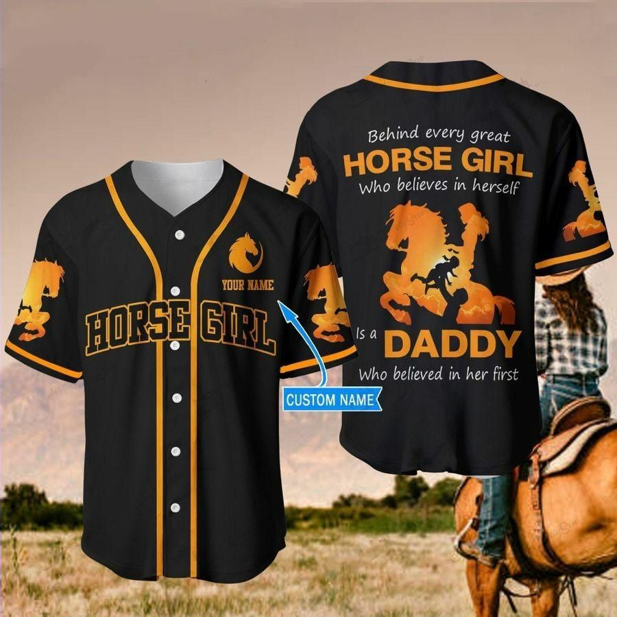 Horse Girl Daddy Custom Name Baseball Jersey