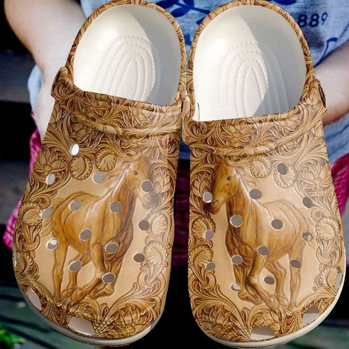 Horse Leather Rubber Crocs Clog Shoes Comfy Footwear