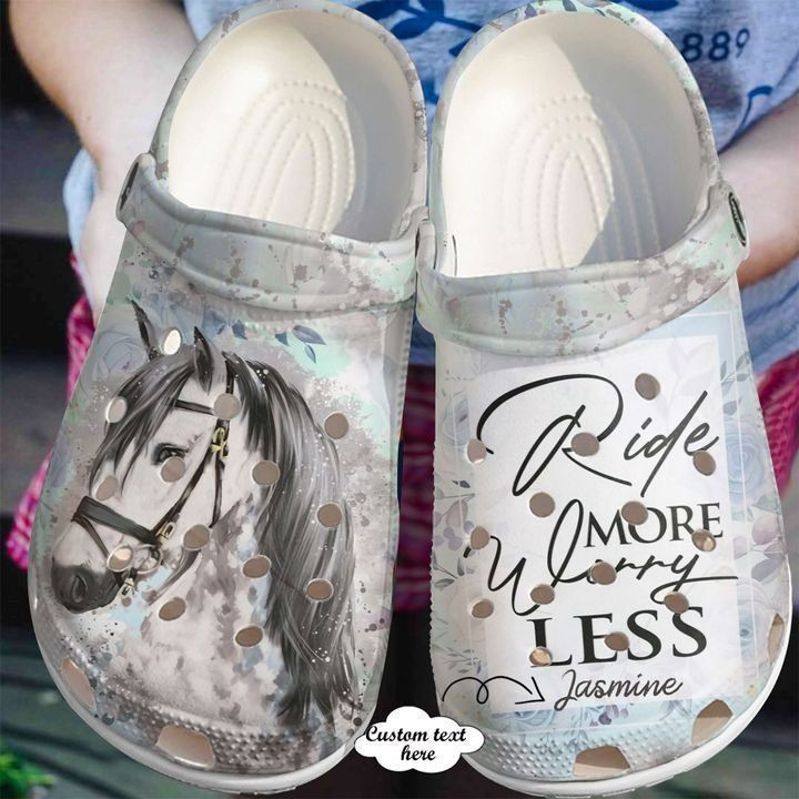 Horse Personalized Ride More Worry Less Crocs Classic Clogs Shoes