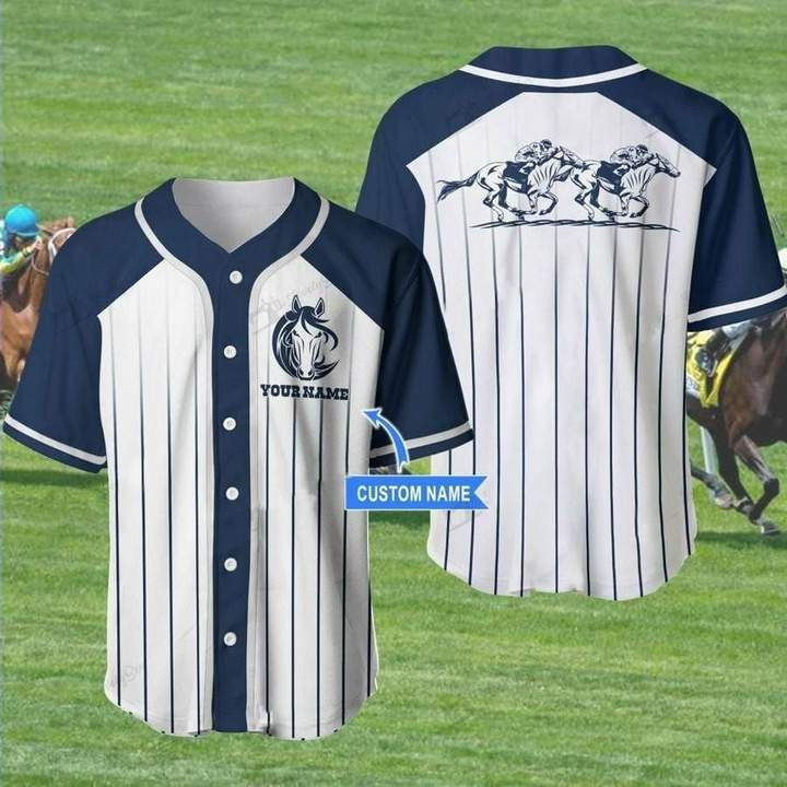 Horse Racing Custom Name Gift For Lover Baseball Jersey