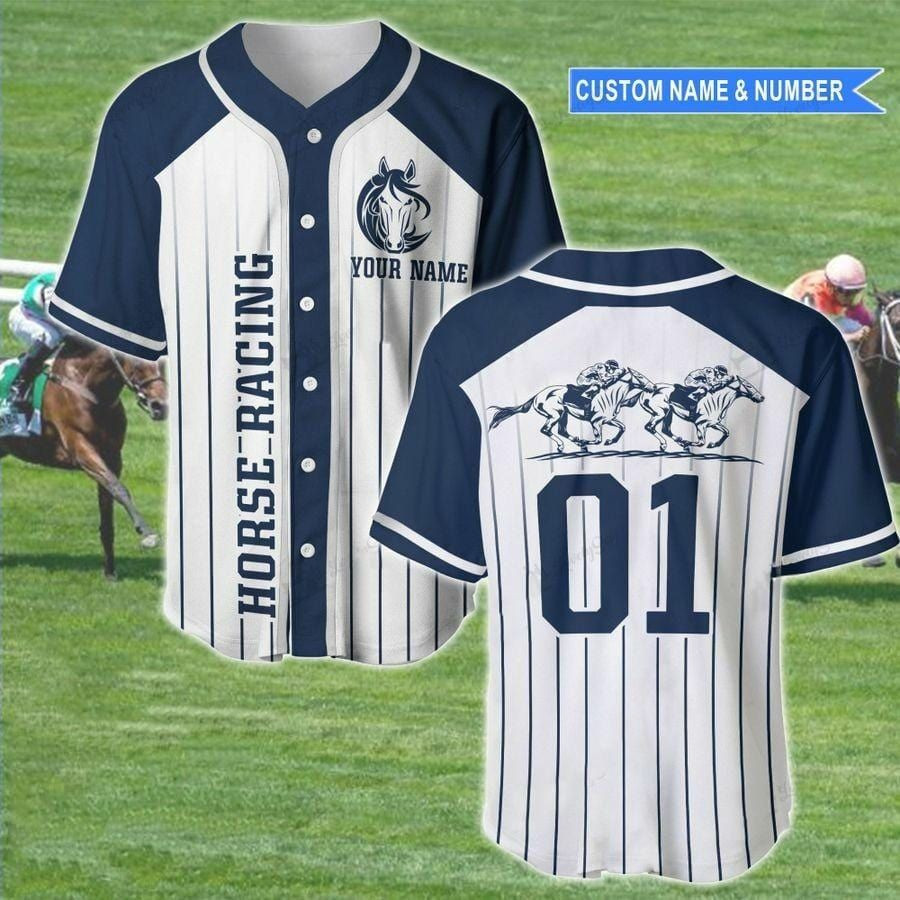 Horse Racing Line Custom Name And Number Baseball Jersey