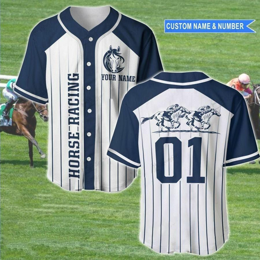 Horse Racing Line Personalized And Number Baseball Jersey, Unisex Jersey Shirt for Men Women