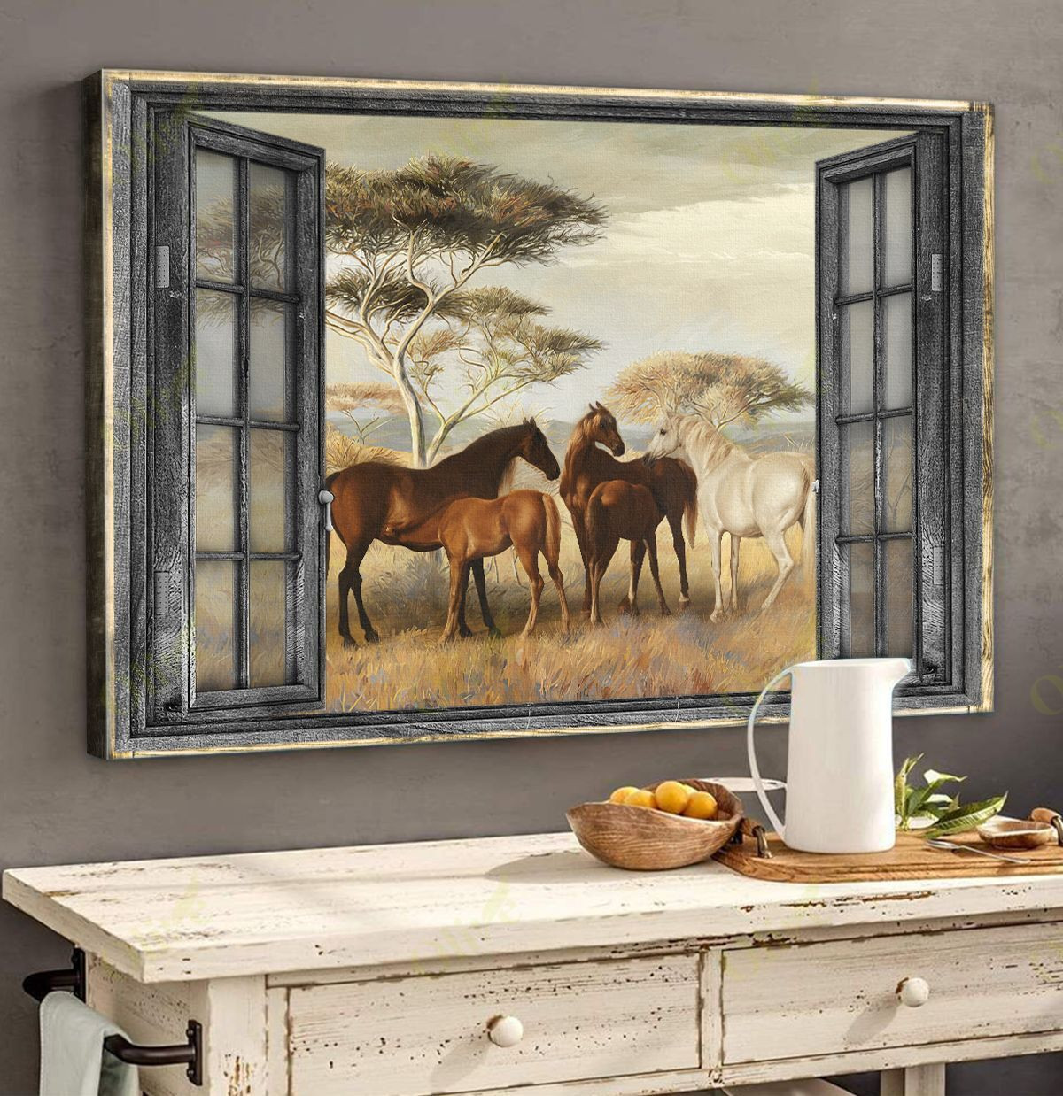 Horse - Through The Windows Canvas Horse Poster And Canvas Art Wall Decor