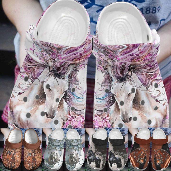 Horse White Sole Horse Collection Crocs Classic Clogs Shoes PANCR0249