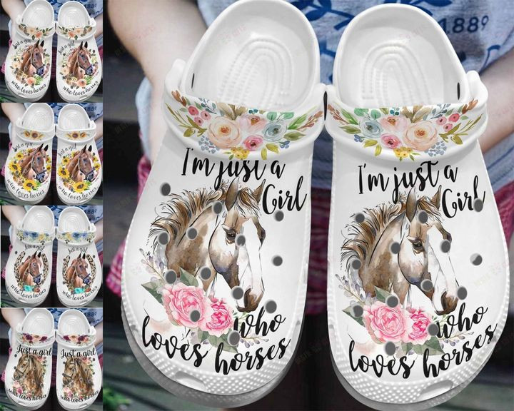Horse White Sole Horse Girl Crocs Classic Clogs Shoes PANCR0234