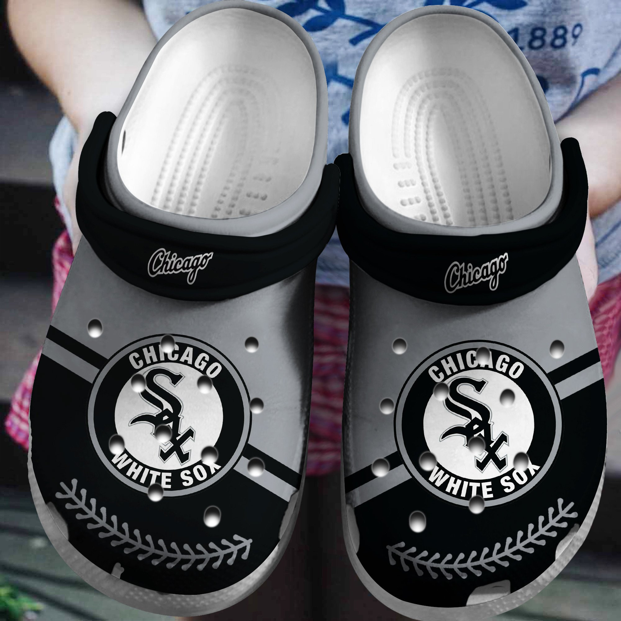 Hot Mlb Team Chicago White Sox Grey-Black Crocs Clog Shoesshoes Trusted Shopping Online In The World