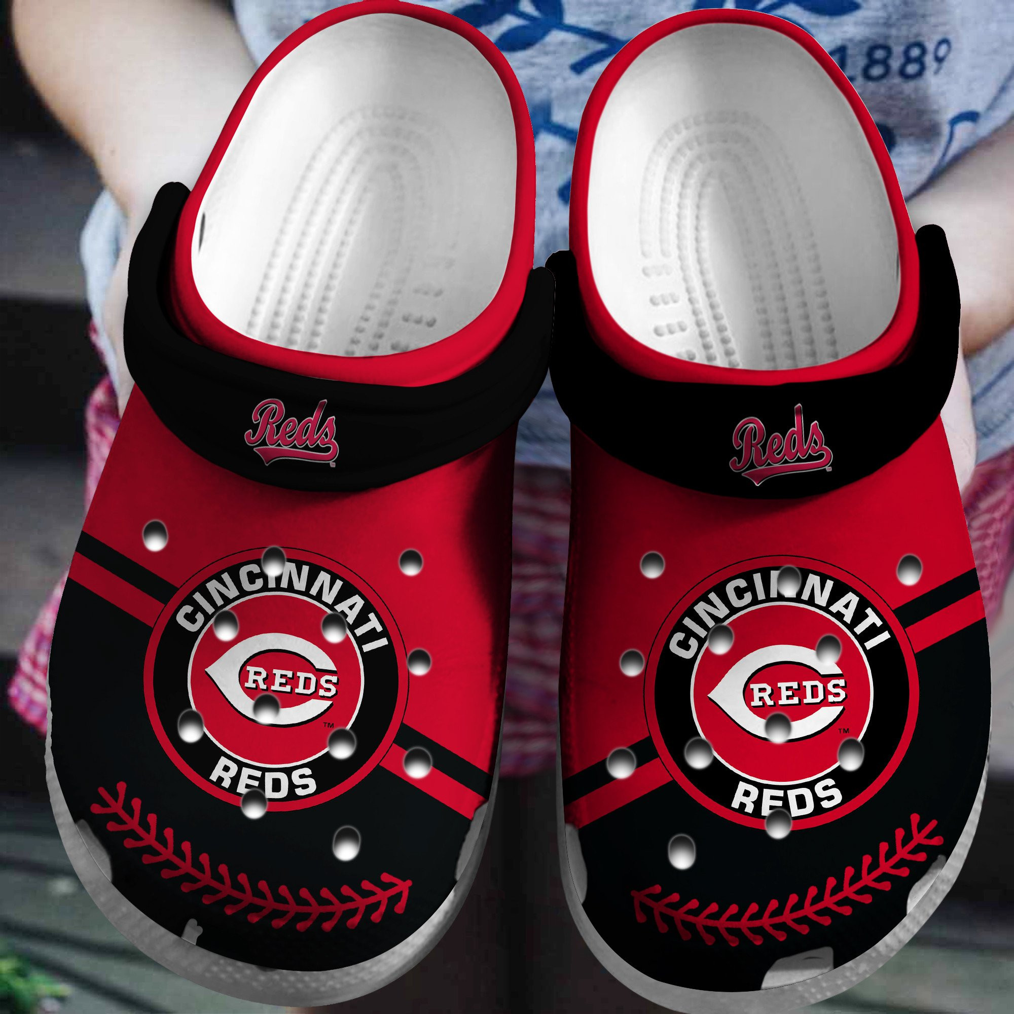 Hot Mlb Team Cincinnati Reds Red-Black Crocs Clog Shoesshoes Trusted Shopping Online In The World