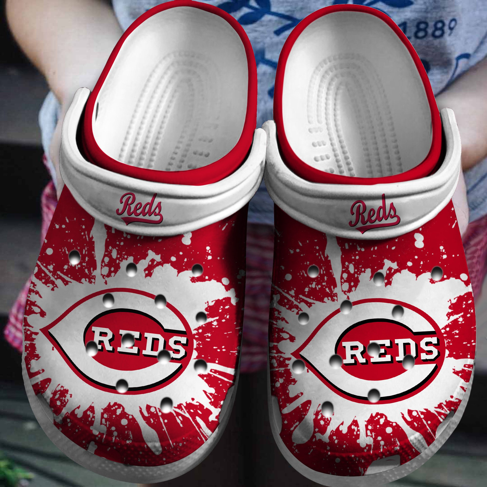 Hot Mlb Team Cincinnati Reds Red-White Crocs Clog Shoesshoes Trusted Shopping Online In The World