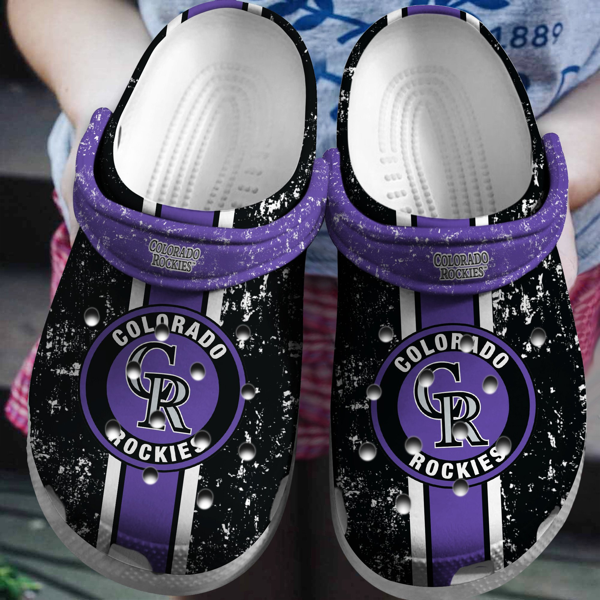 Hot Mlb Team Colorado Rockies Purple-Black Crocs Clog Shoesshoes