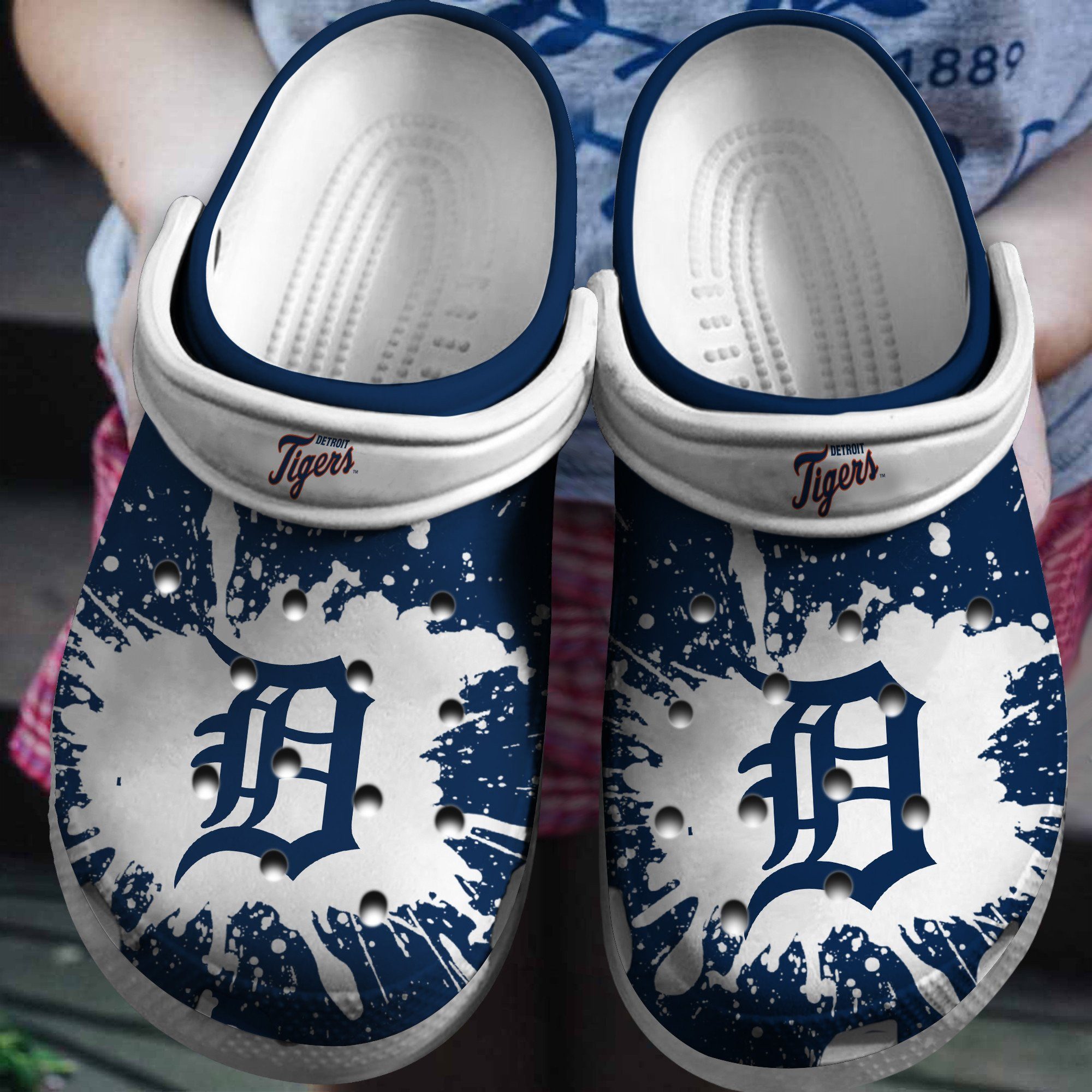 Hot Mlb Team Detroit Tigers White-Navy Crocs Clog Shoesshoes