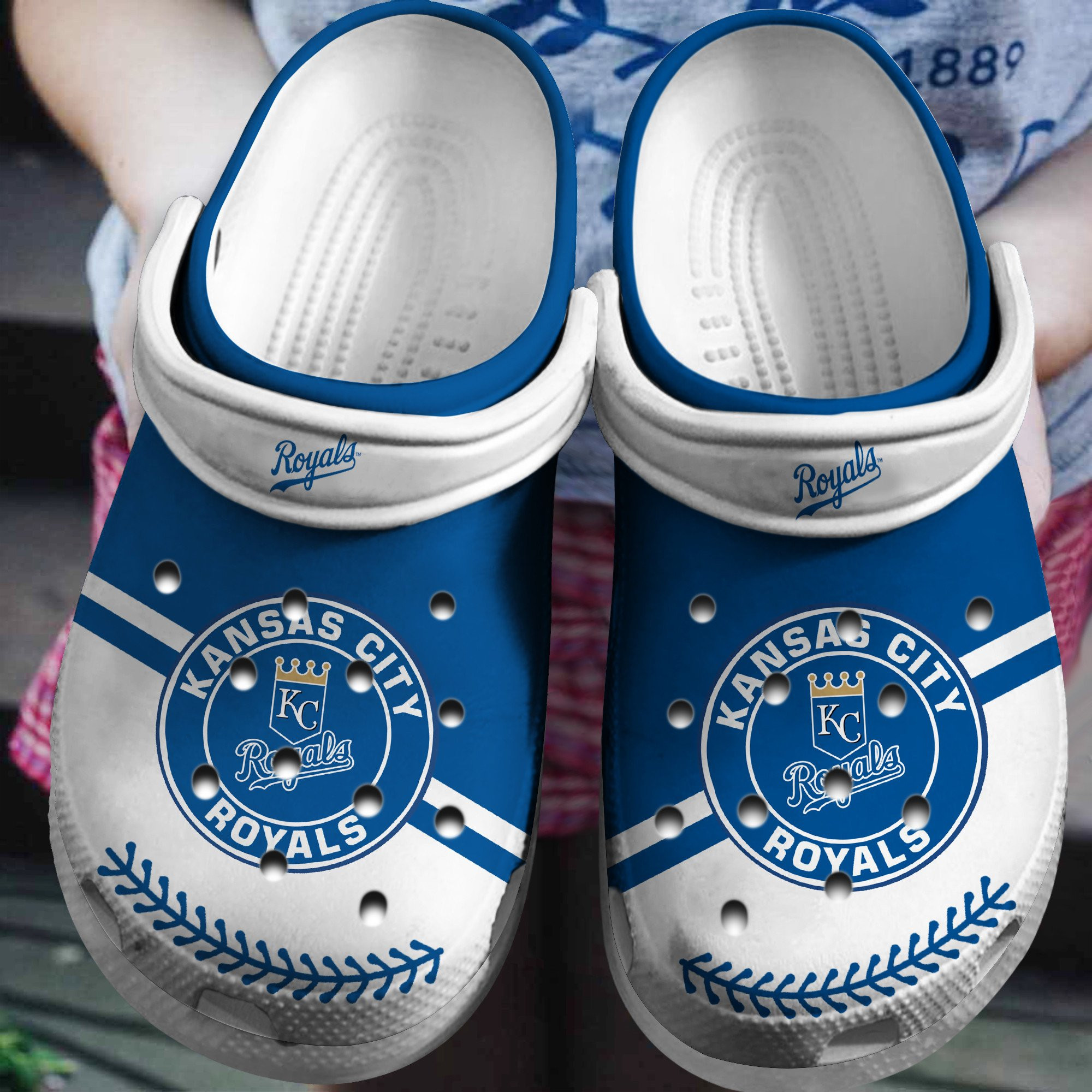 Hot Mlb Team Kansas City Royals Blue-White Crocs Clog Shoesshoes