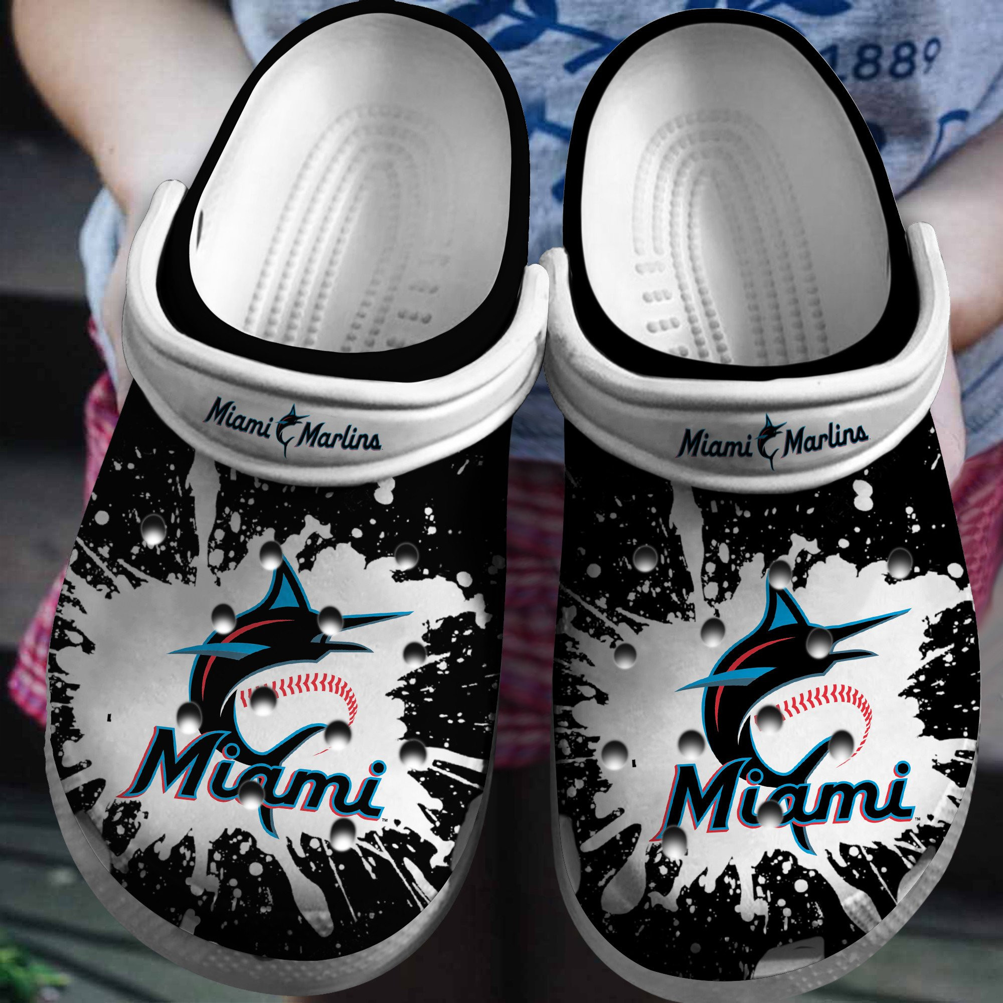 Hot Mlb Team Miami Marlins Black-White Crocs Clog Shoesshoes