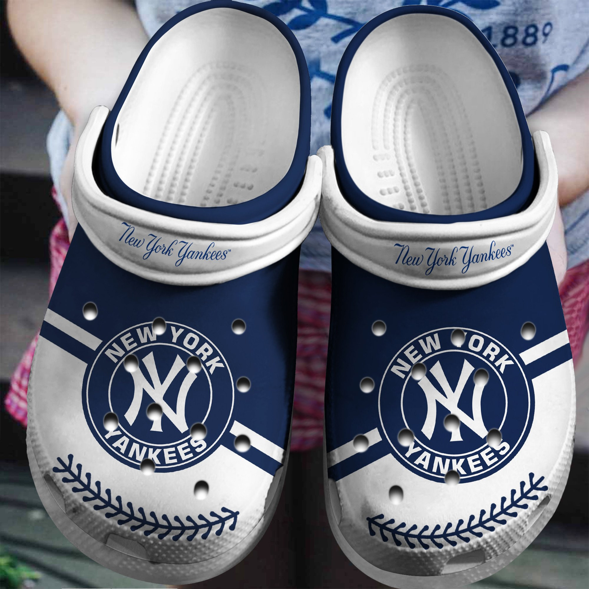 Hot Mlb Team New York Yankees Navy-White Crocs Clog Shoesshoes