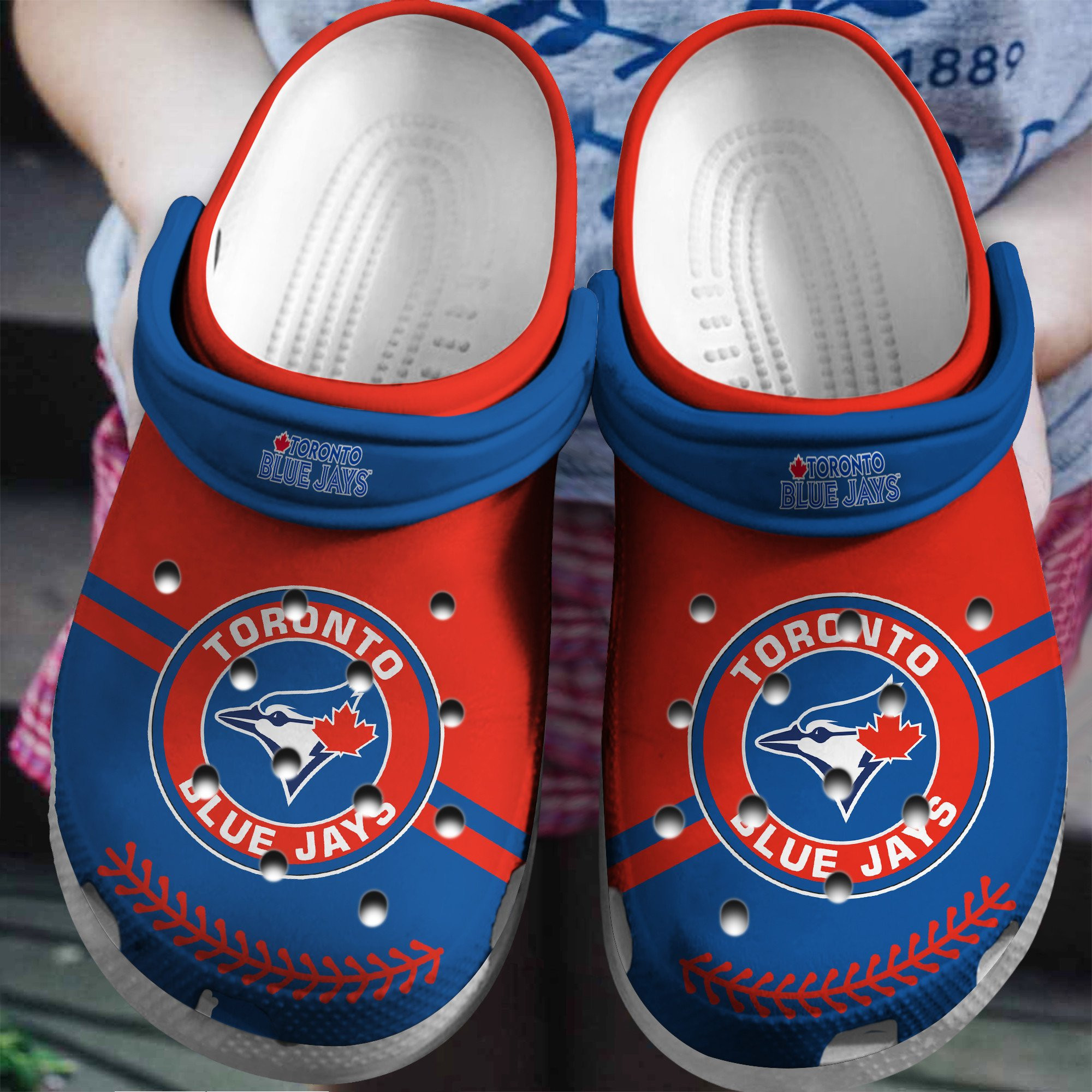 Hot Mlb Team Toronto Blue Jays Red-Blue Crocs Clog Shoesshoes
