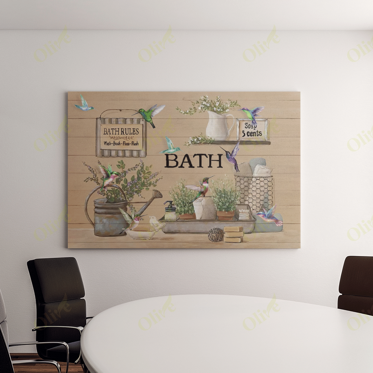 Hummingbird - Bath Rules Poster And Canvas Art Wall Decor