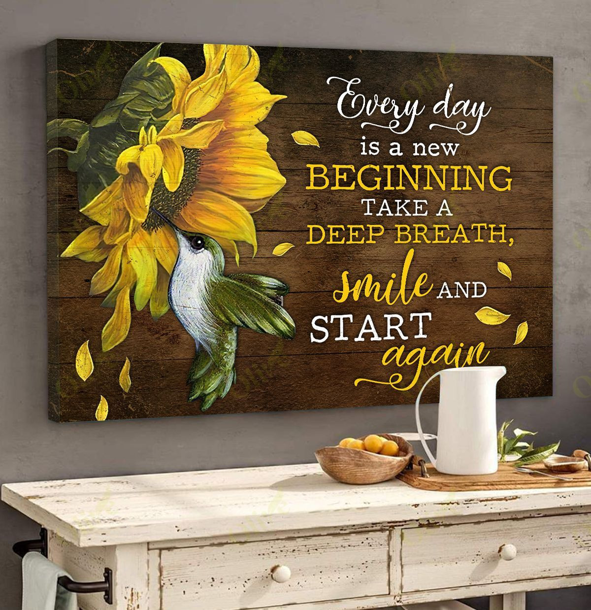 Hummingbird - Every Day Is A New Beginning Poster And Canvas Art Wall Decor