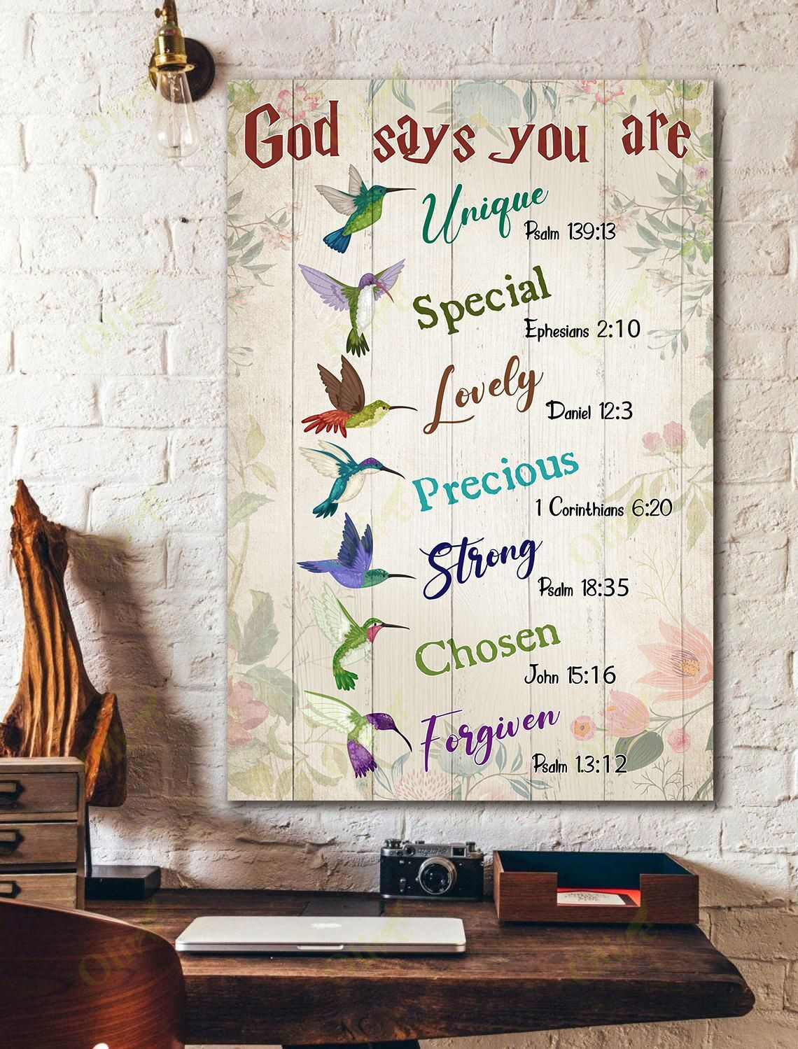 Hummingbird - God Says You Are Precious Poster And Canvas Art Wall Decor