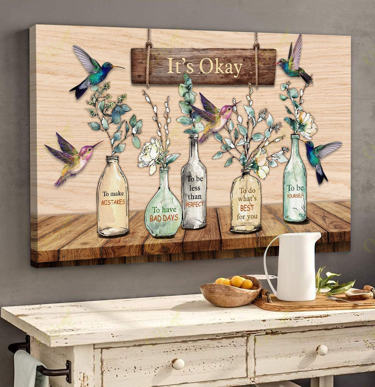 Hummingbird - It's Ok To Be Yourself Poster And Canvas Art Wall Decor