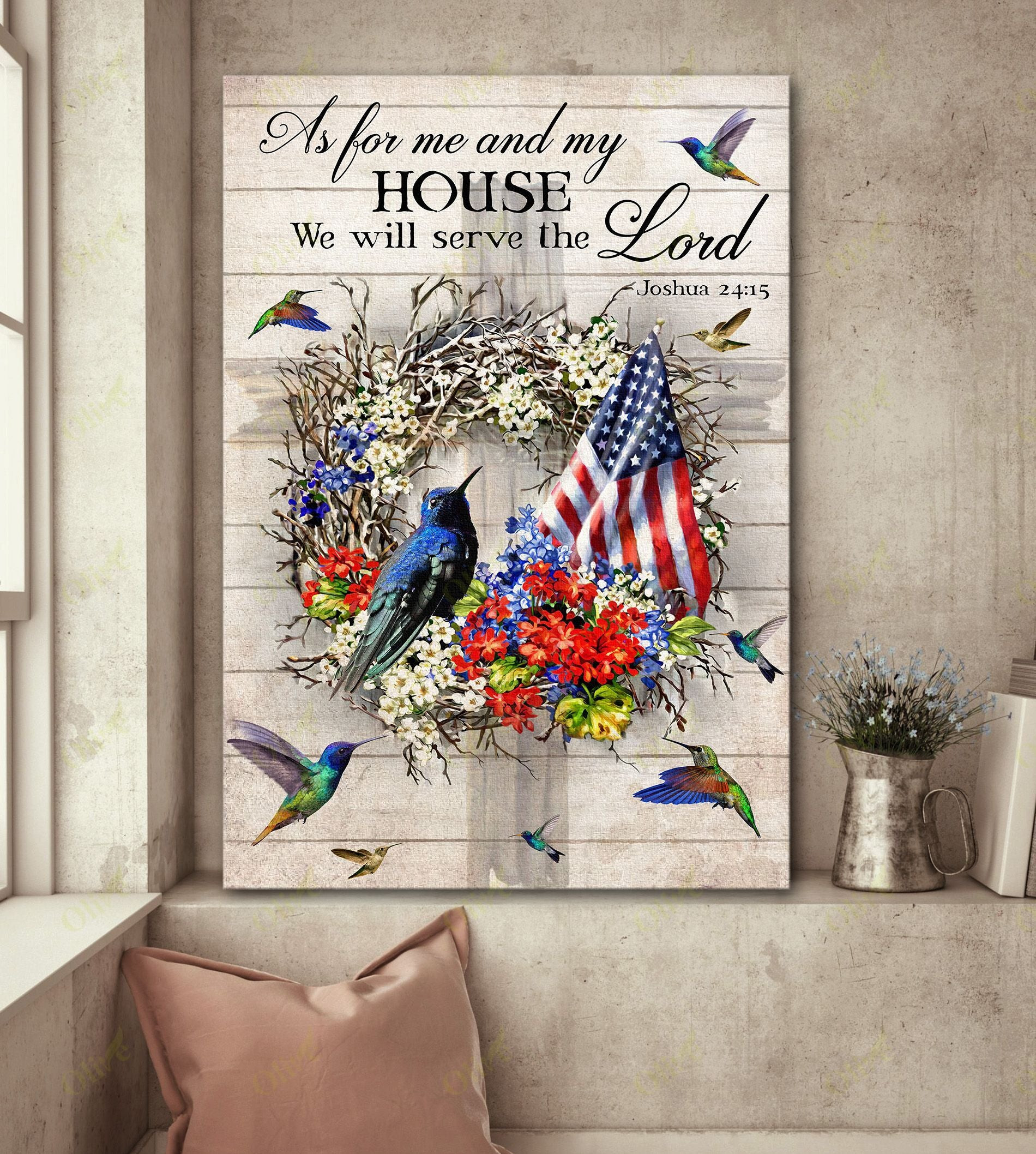 Hummingbird - We Will Serve The Lord Poster And Canvas Art Wall Decor