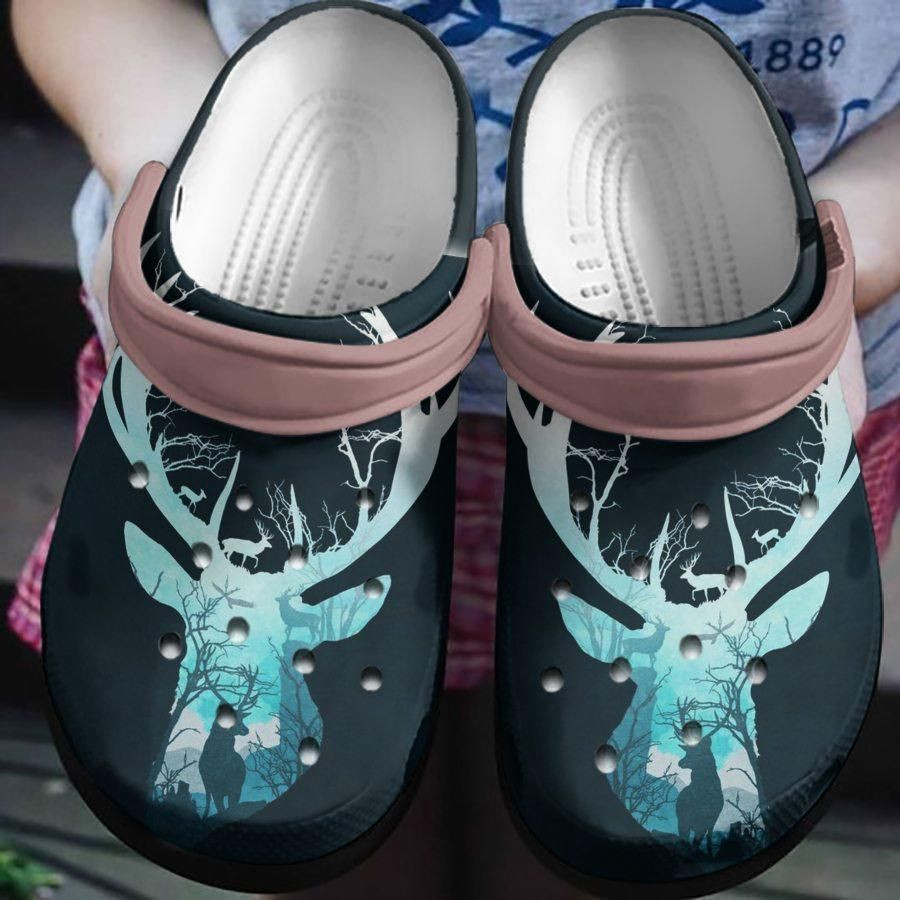 Hunting Deer Printed Gift For Lover Rubber Crocs Clog Shoes Comfy Footwear