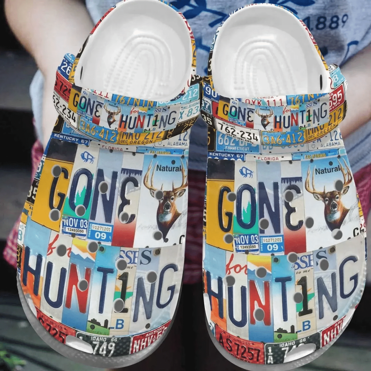 Hunting Personalize Clog Custom Crocs Fashionstyle Comfortable For Women Men Kid Print 3D Whitesole Gone Hunting