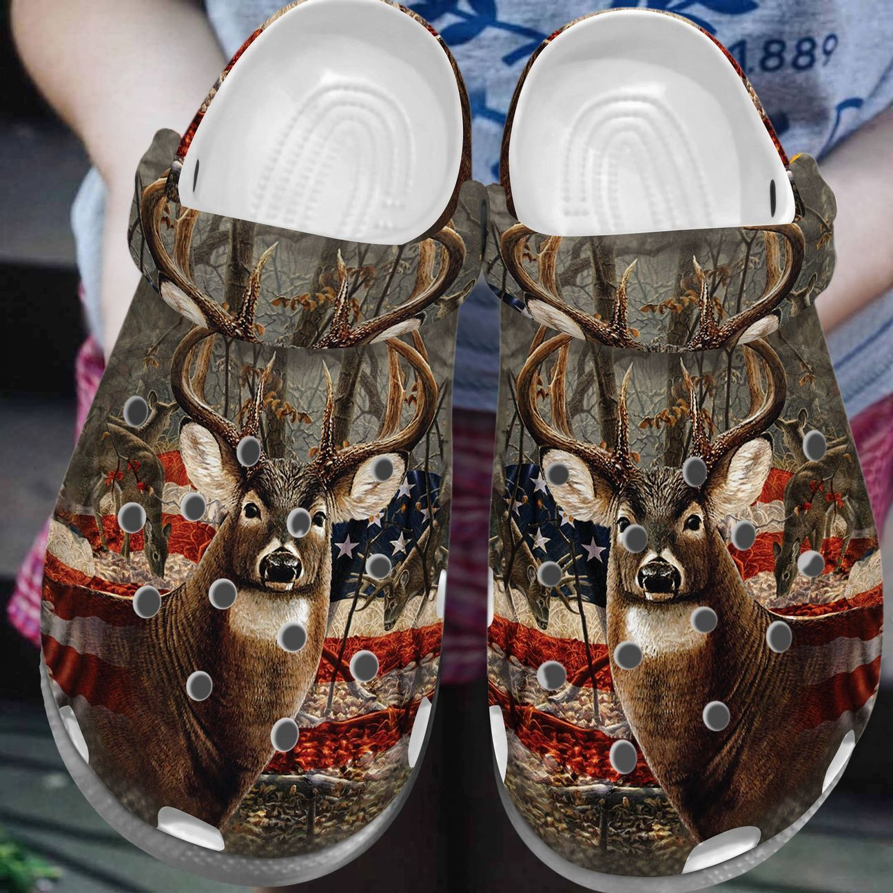 Hunting Personalized Clog Custom Crocs Comfortablefashion Style Comfortable For Women Men Kid Print 3D American Whitetail