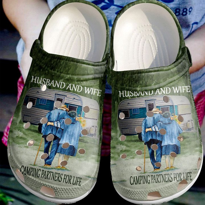 Husband And Wife Shoes Camping Partners For Life Crocs Clogs Gift For Couple Partner