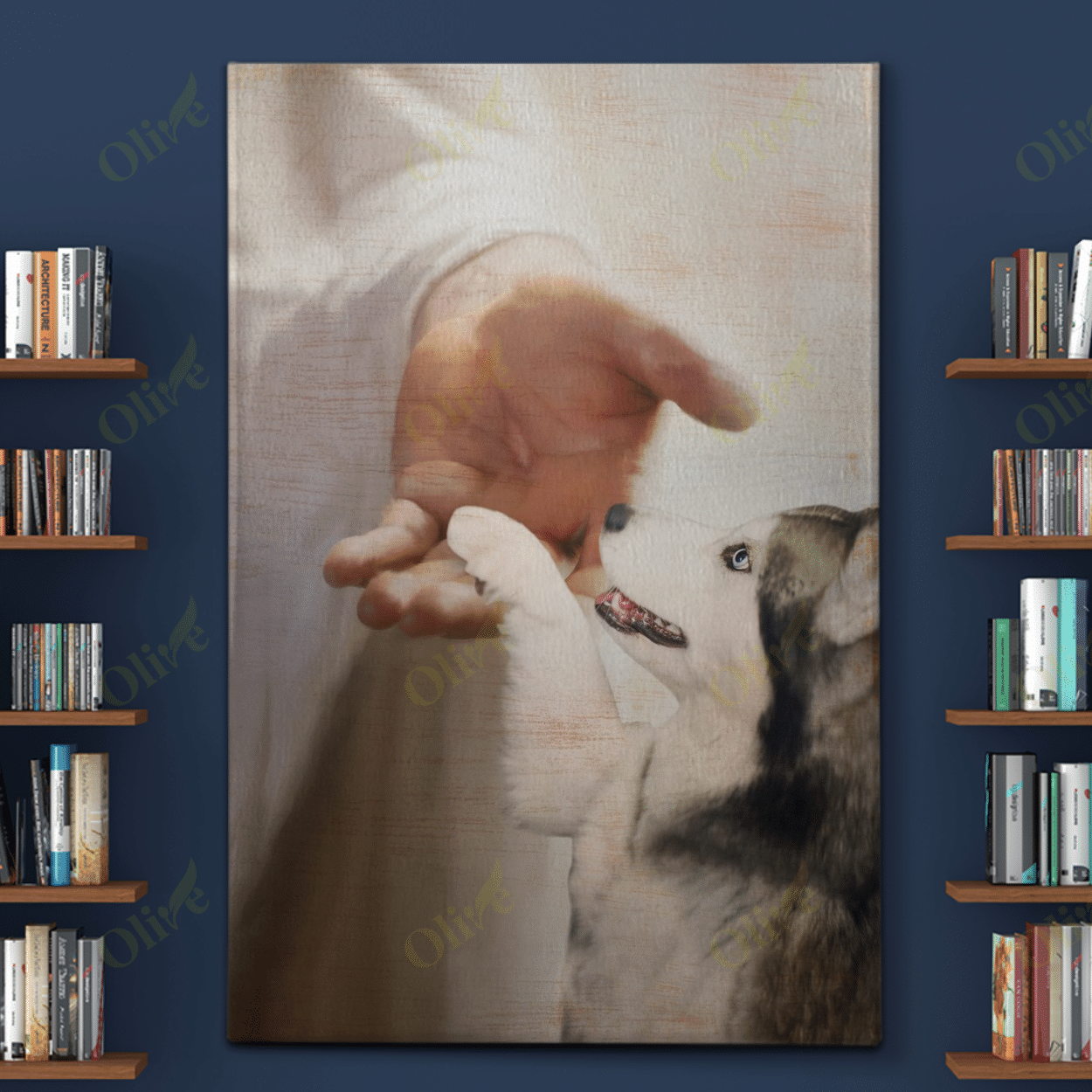 Husky - Take My Hand Canvas Husky And Jesus Poster And Canvas Art Wall Decor