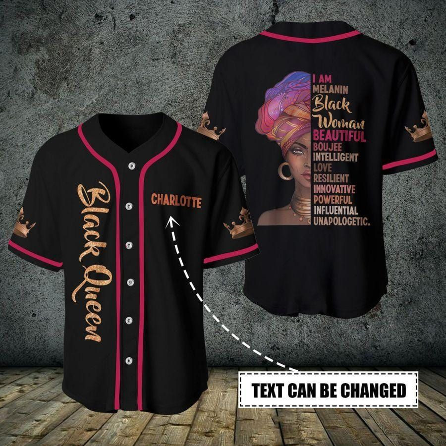 I Am Melanin Black Queen Custom Name Baseball Jersey, Unisex Jersey Shirt for Men Women