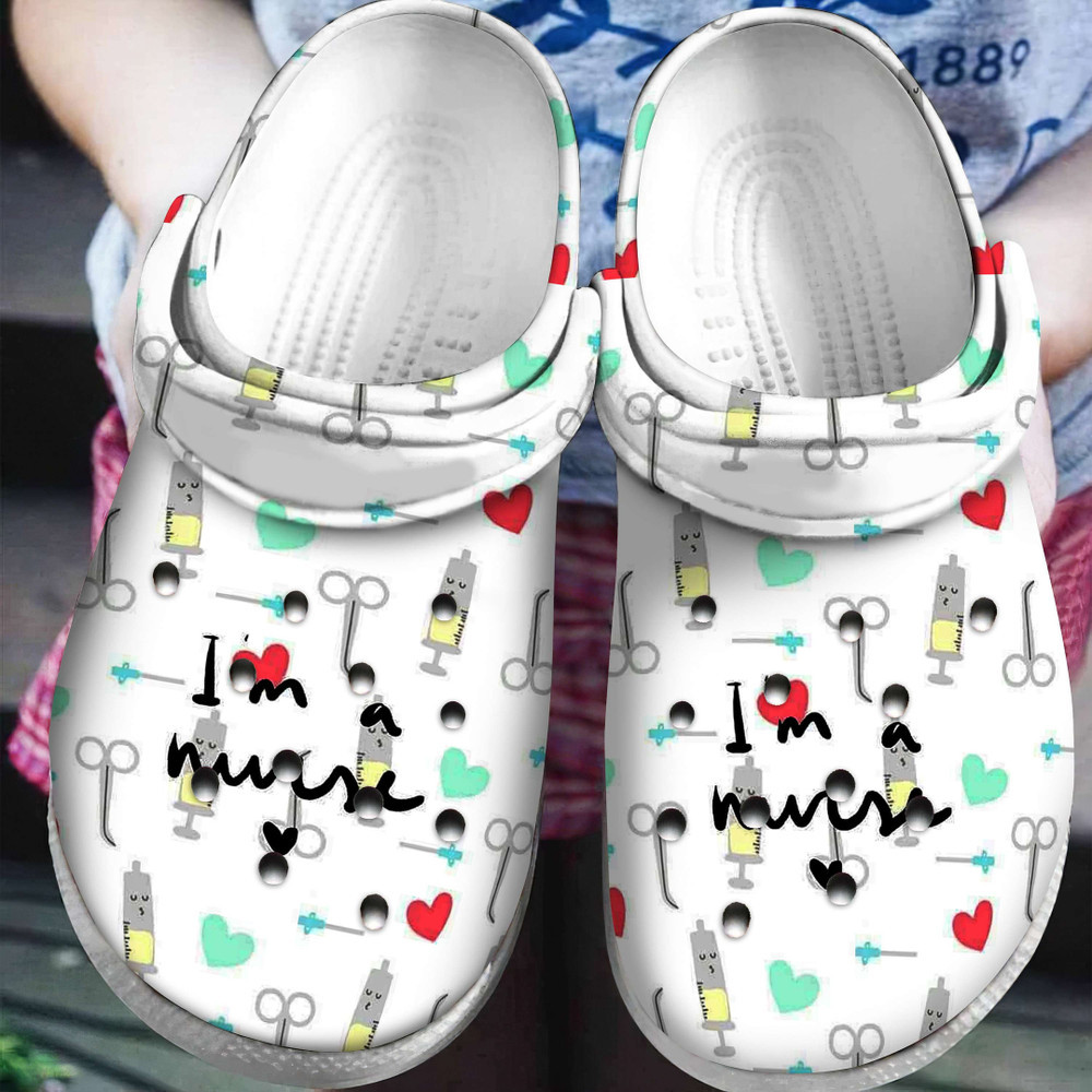 Im A Nurse For Men And Women Gift For Fan Classic Water Rubber Crocs Clog Shoes Comfy Footwear