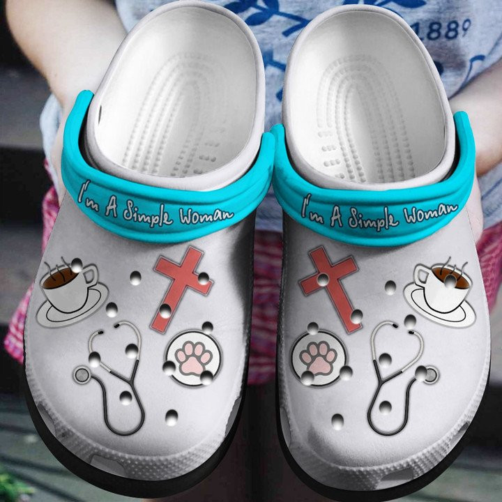 Im A Simple Woman Shoes Nurse Life With Cute Cat Crocs Clogs Gift Simple