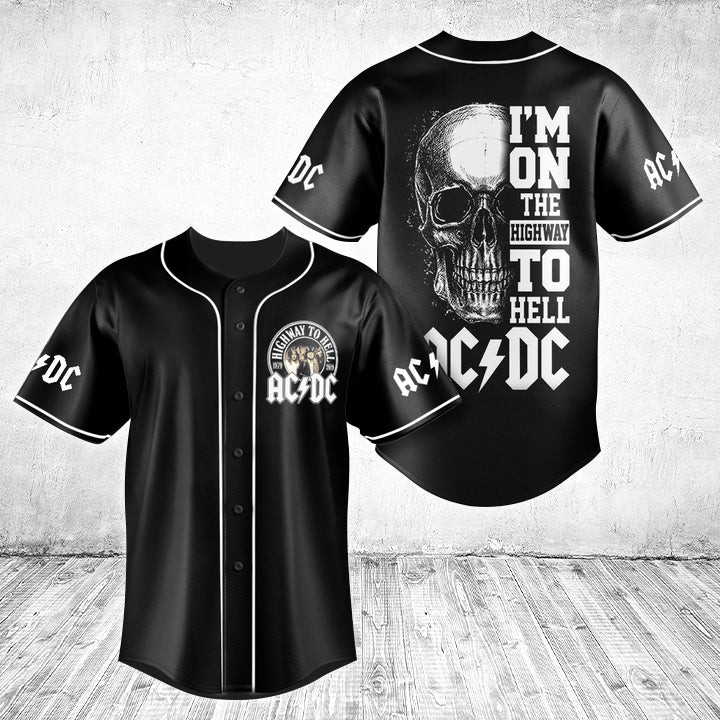 Im On The Highway To Hell AC/DC Band Baseball Jersey, Unisex Baseball Jersey for Men Women